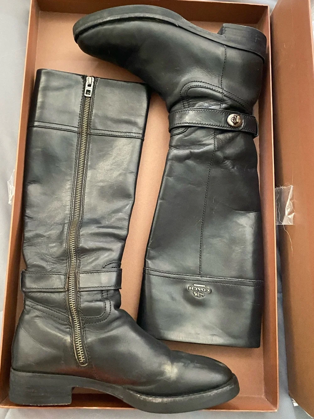 Coach Black Leather Riding Boots